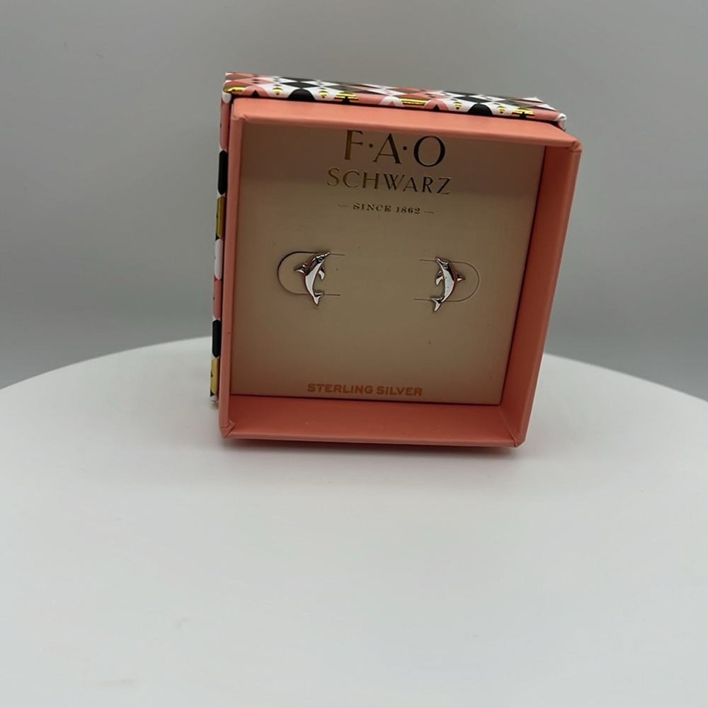 FAO schwartz sterling silver dolphin earrings - Picture 2 of 2